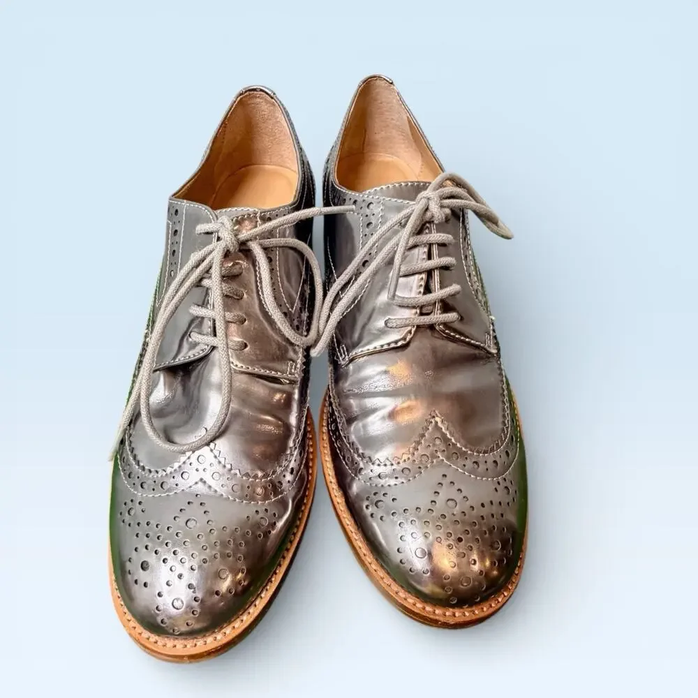 Banana Republic Goodyear Welt Oxford Leather Shoes Silver SIZE 6.5 M NEW